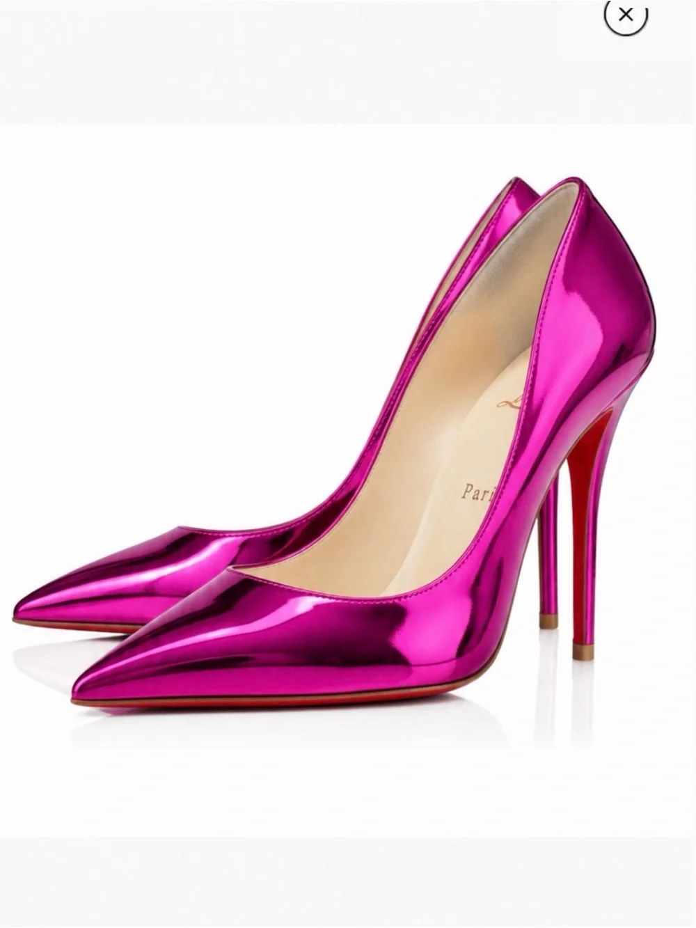 CHRISTIAN LOUBOUTIN MISS Z 100 FUCHSIA PINK SPECCHIO LEATHER PUMP SZ 39.5 NEW